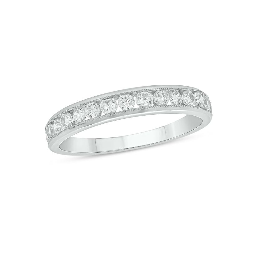 Lab Created 1/2 Carat Lab-Grown Diamond Channel Band  Anniversary Ring in Sterling Silver