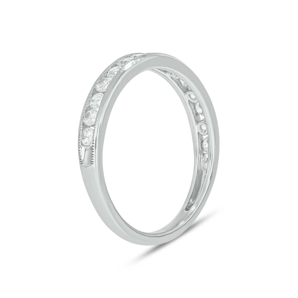 Lab Created 1/2 Carat Lab-Grown Diamond Channel Band  Anniversary Ring in Sterling Silver