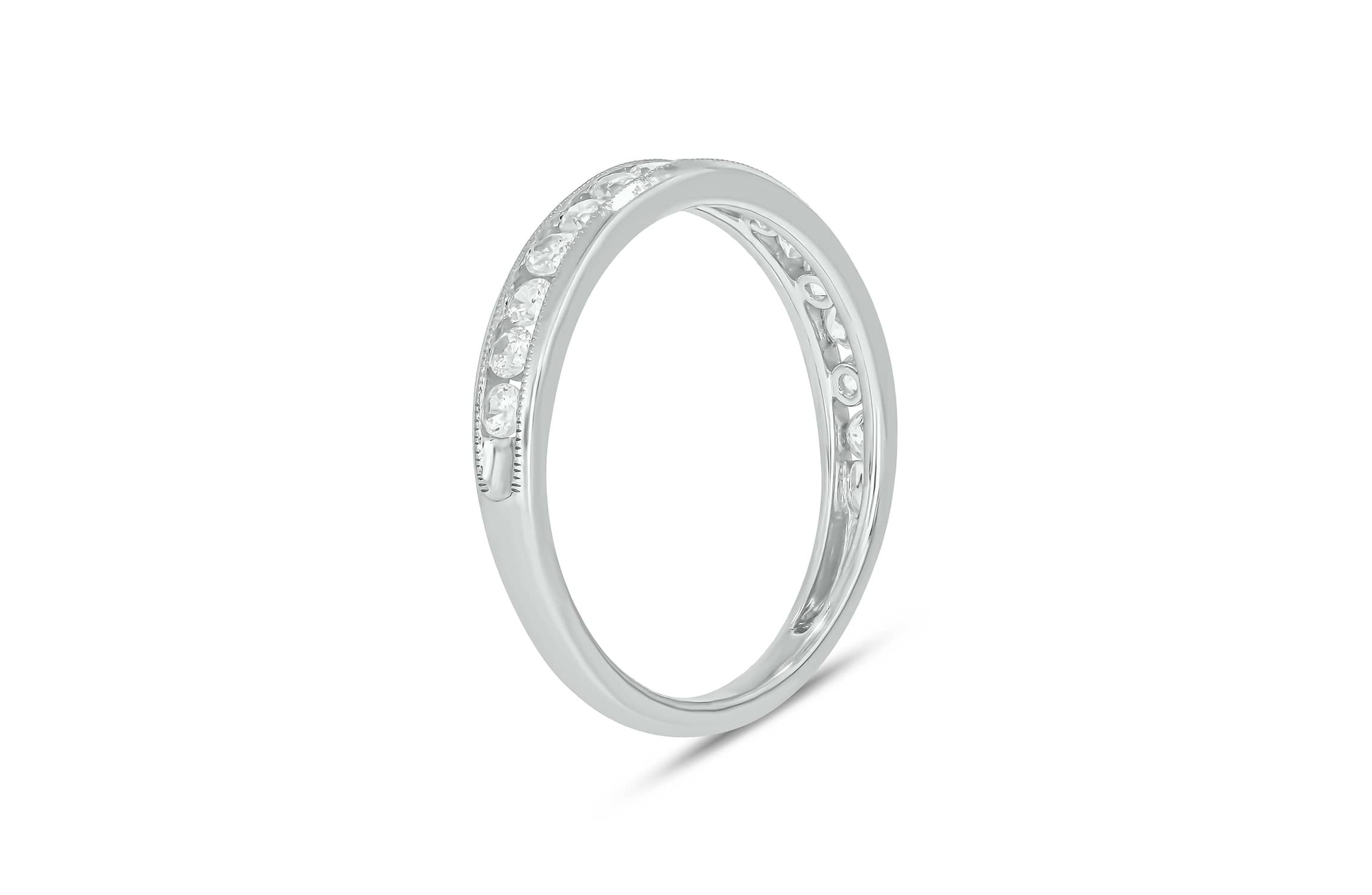 Lab Created 1/2 Carat Lab-Grown Diamond Channel Band  Anniversary Ring in Sterling Silver