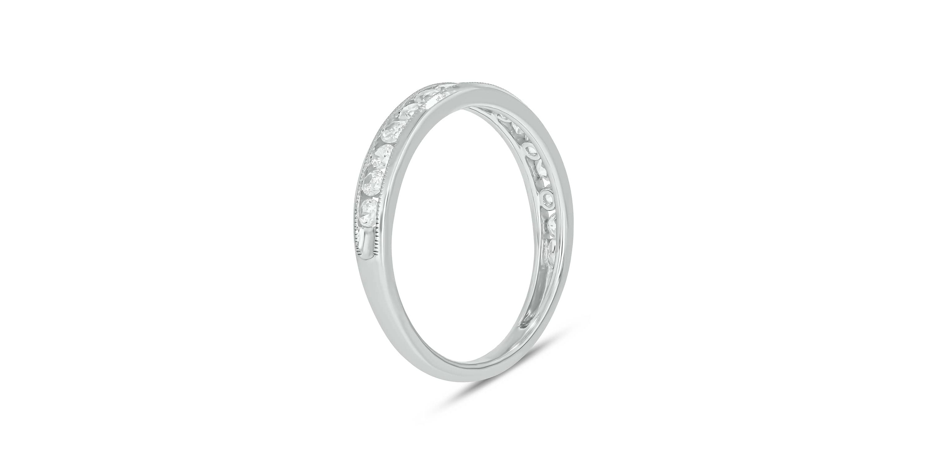 Lab Created 1/2 Carat Lab-Grown Diamond Channel Band  Anniversary Ring in Sterling Silver