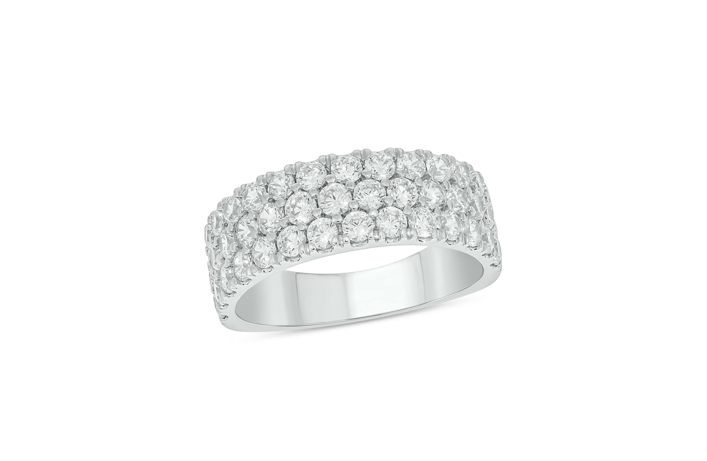 Lab Created 2 Carat Lab-Grown Multi-Row Diamond Anniversary Ring in Sterling Silver