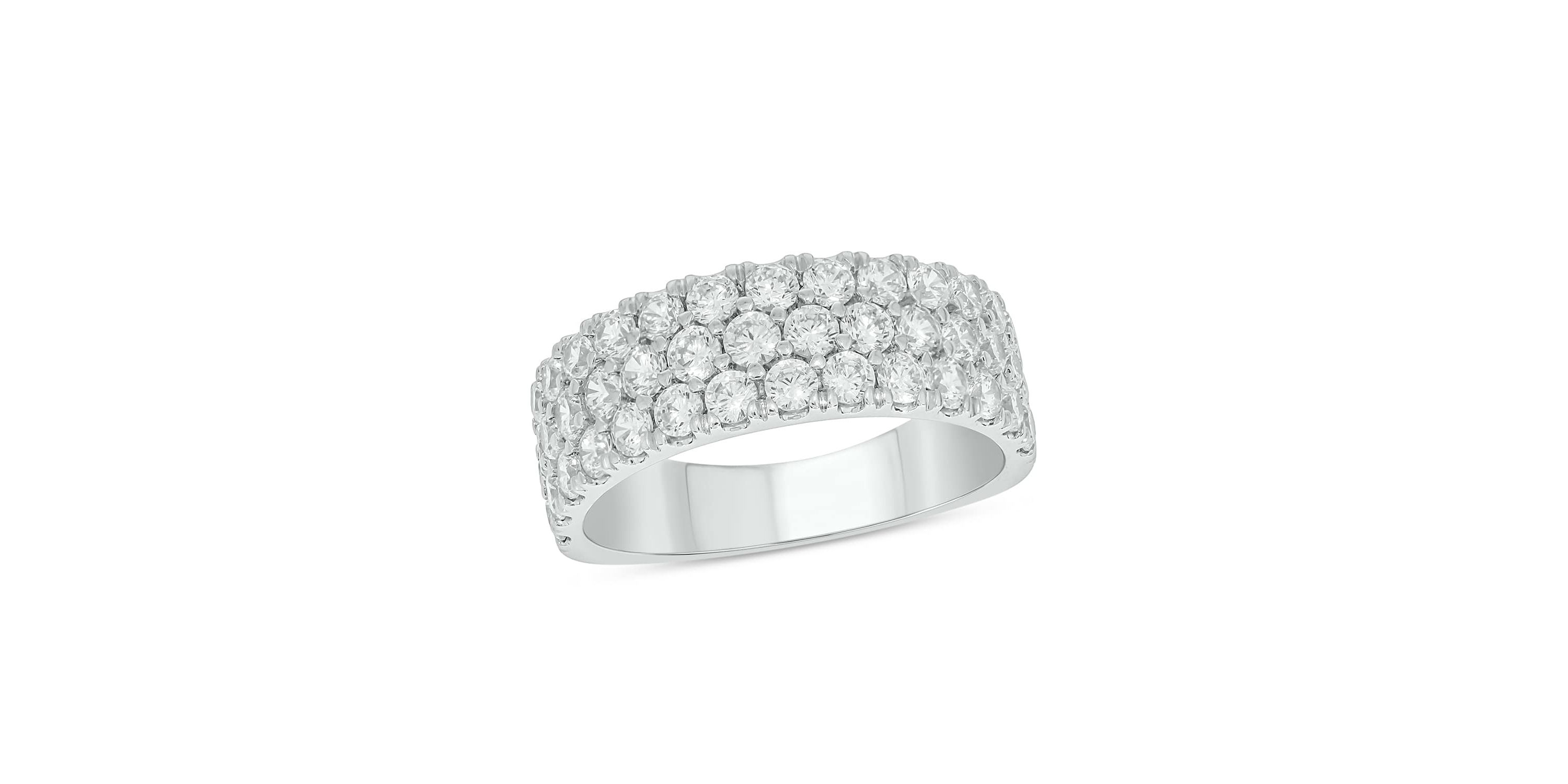 Lab Created 2 Carat Lab-Grown Multi-Row Diamond Anniversary Ring in Sterling Silver