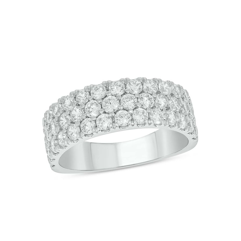 Lab Created 2 Carat Lab-Grown Multi-Row Diamond Anniversary Ring in Sterling Silver