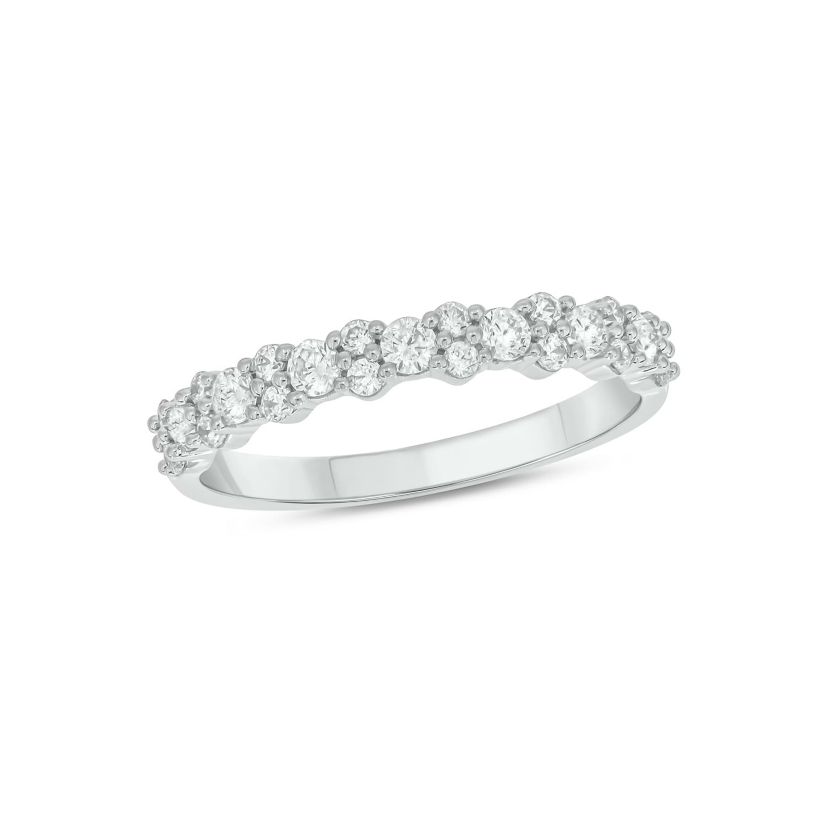 Lab Created 1/2 Carat Lab-Grown Diamond Elegant Two-Stone Anniversary Ring in Sterling Silver