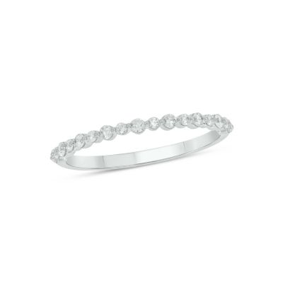 Belk & Co Lab Created 1/4 Carat Lab-Grown Diamond Half Bezel Anniversary Ring in Sterling Silver, White, 9