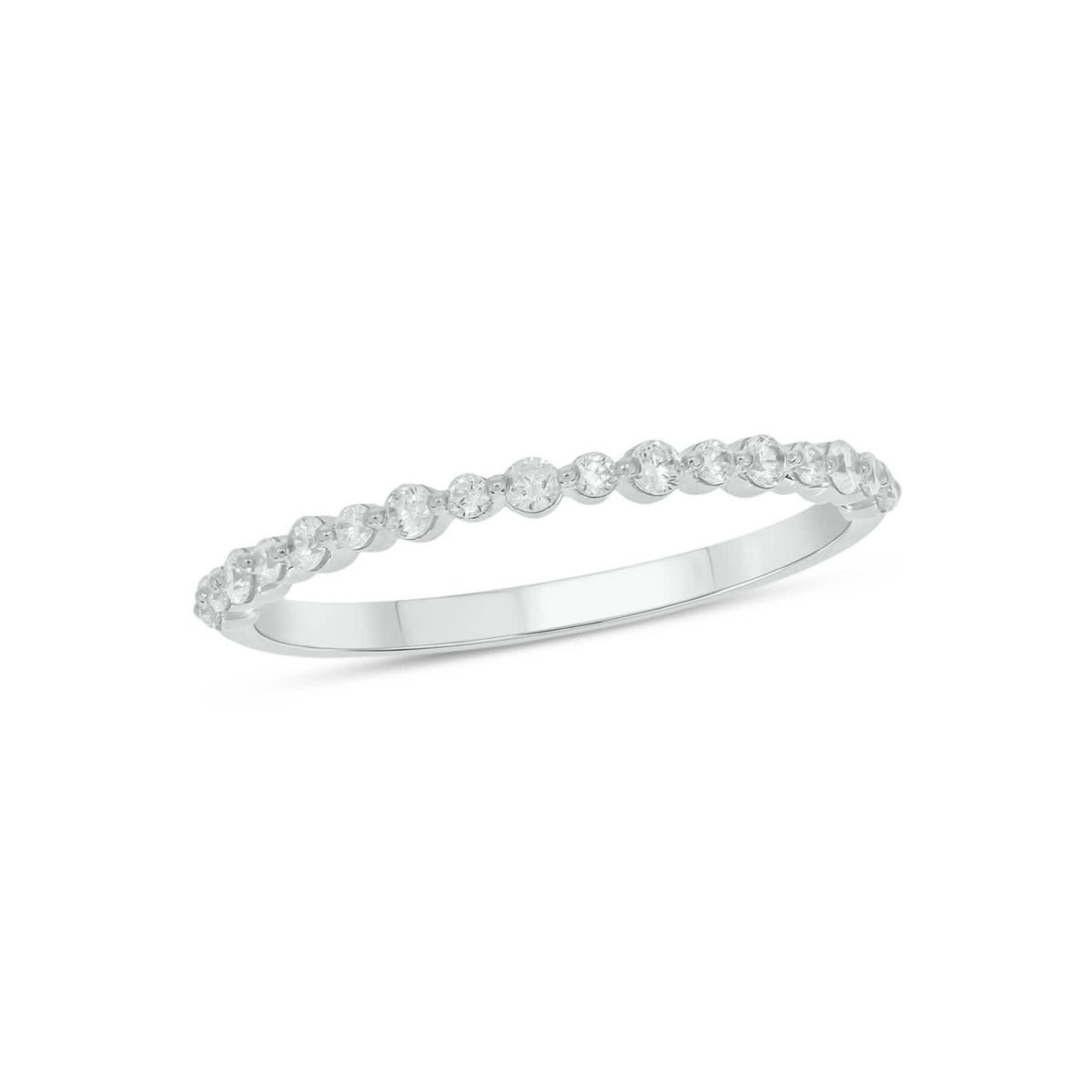 Lab Created 1/4 Carat Lab-Grown Diamond Half Bezel Anniversary Ring in Sterling Silver