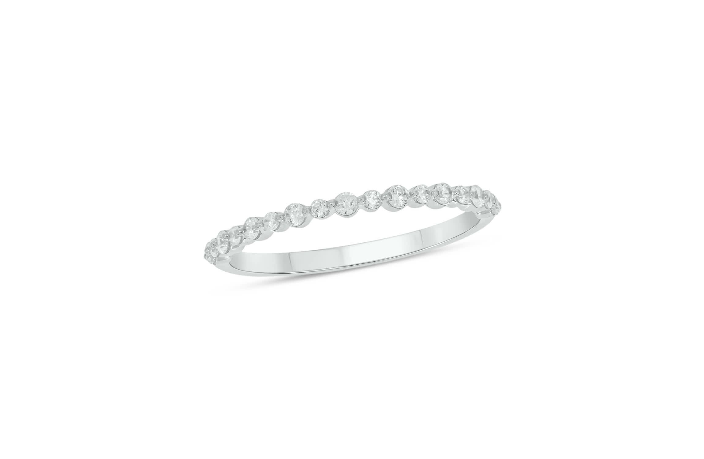 Lab Created 1/4 Carat Lab-Grown Diamond Half Bezel Anniversary Ring in Sterling Silver