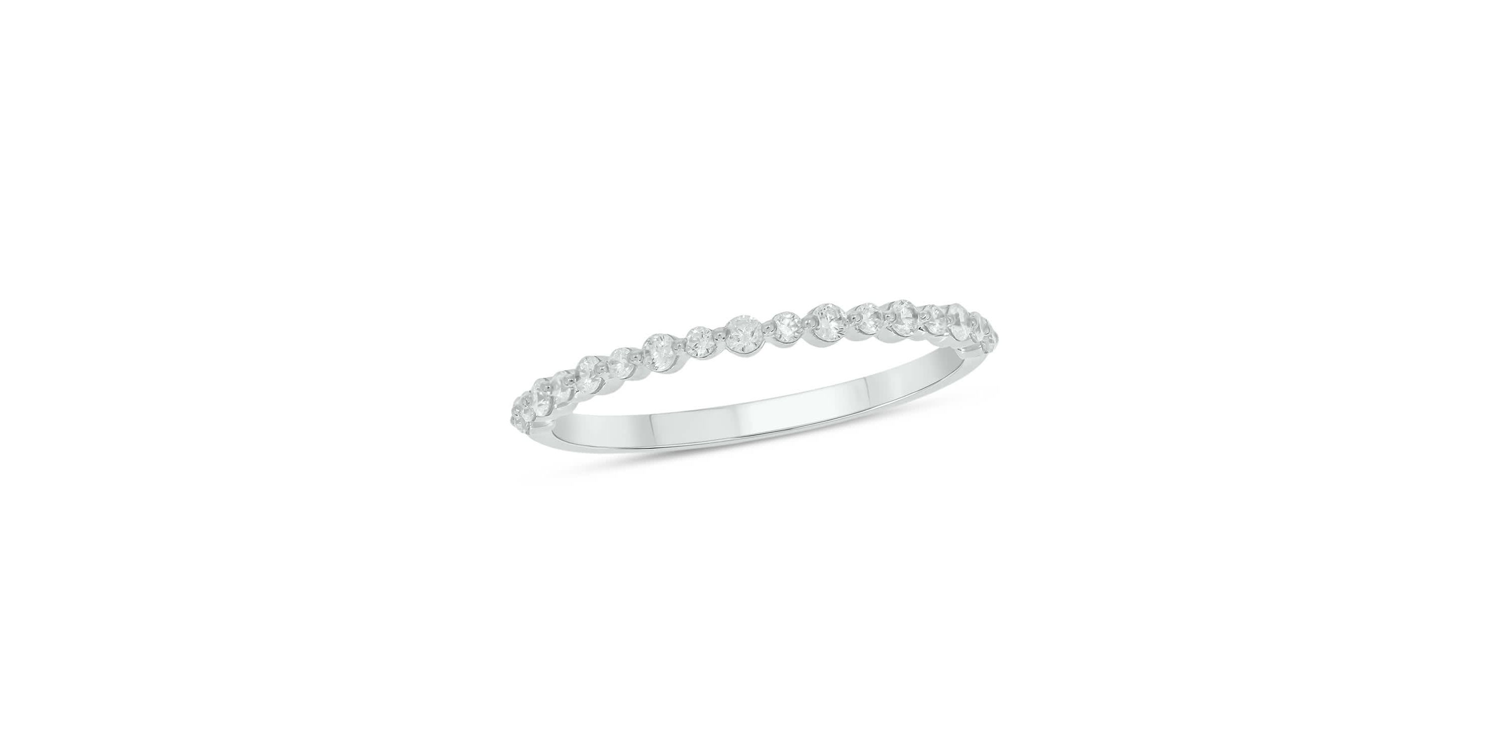 Lab Created 1/4 Carat Lab-Grown Diamond Half Bezel Anniversary Ring in Sterling Silver