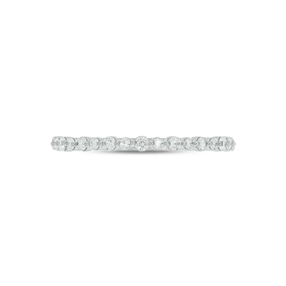 Lab Created 1/4 Carat Lab-Grown Diamond Half Bezel Anniversary Ring in Sterling Silver