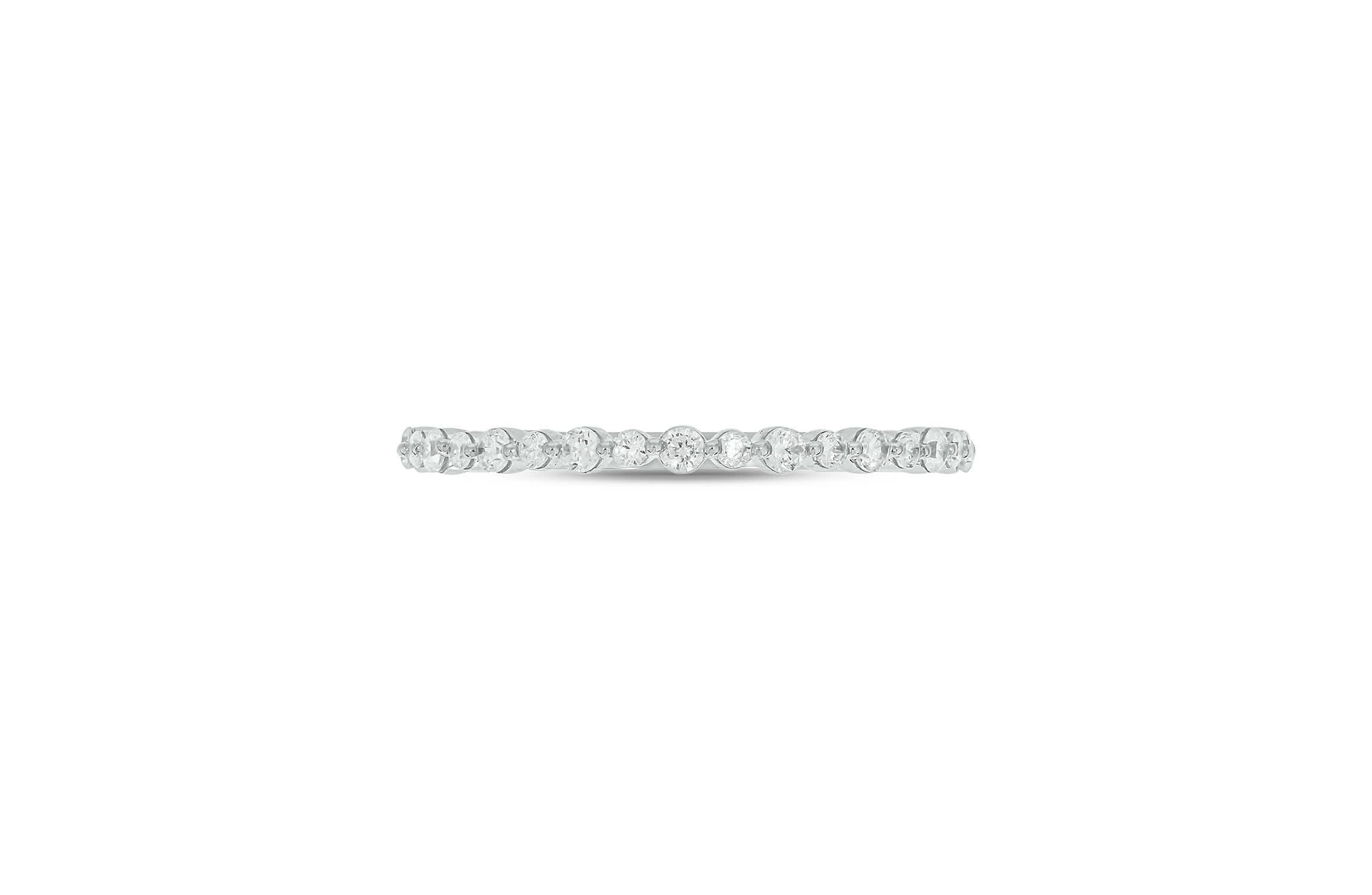 Lab Created 1/4 Carat Lab-Grown Diamond Half Bezel Anniversary Ring in Sterling Silver