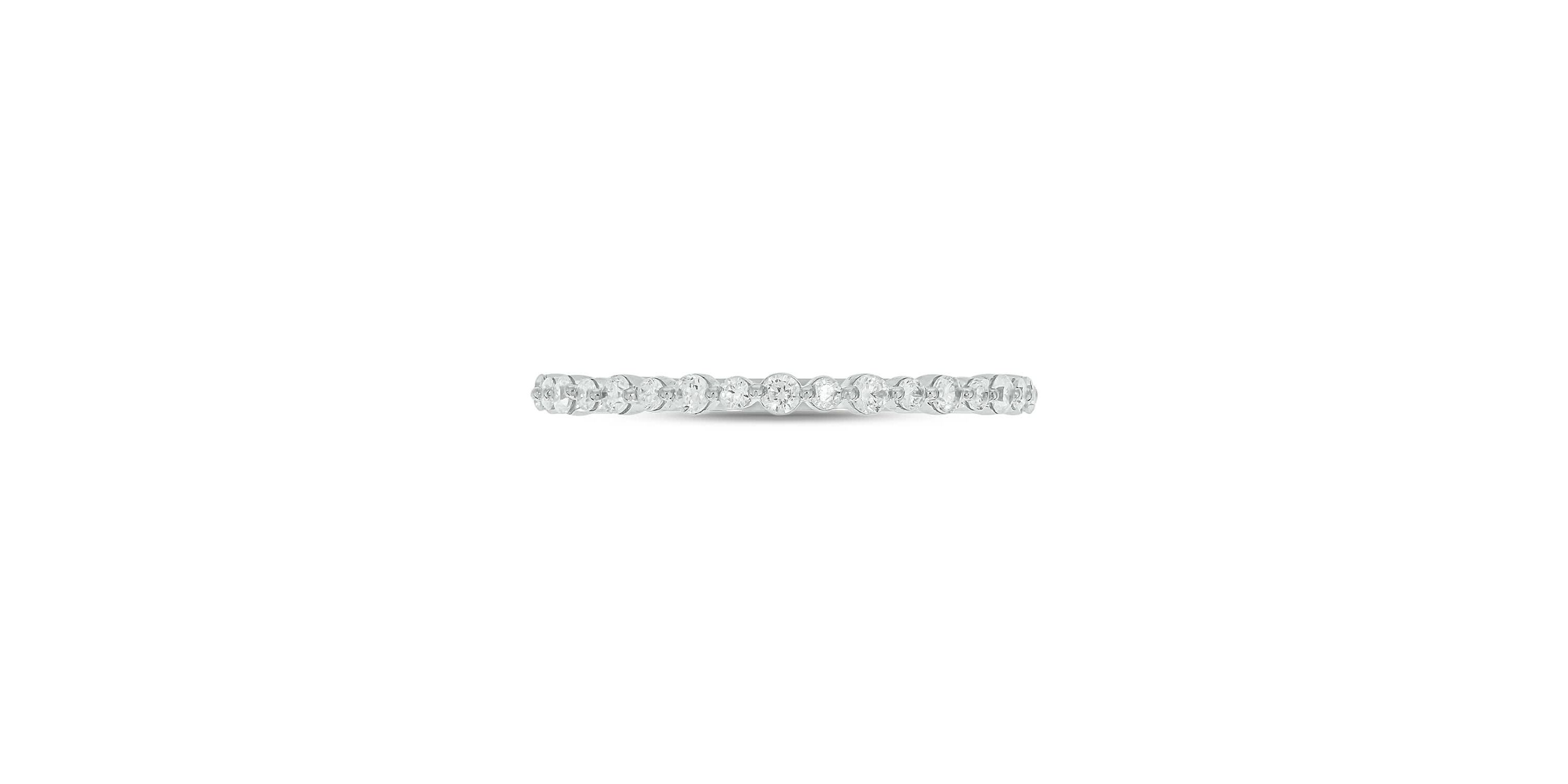Lab Created 1/4 Carat Lab-Grown Diamond Half Bezel Anniversary Ring in Sterling Silver