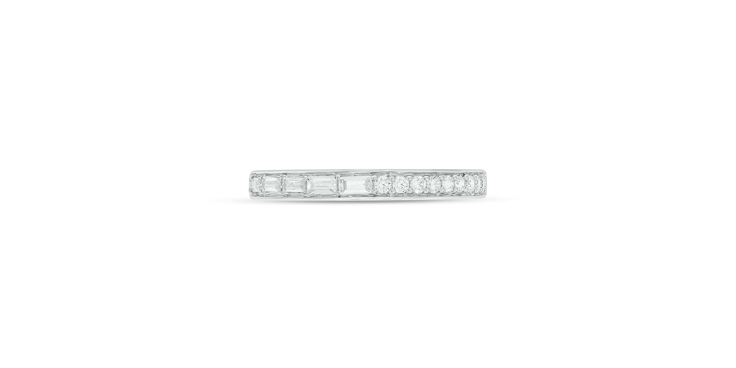 Lab Created 1/4 Carat Lab-Grown Round & Baguette Anniversary Band Ring in Sterling Silver