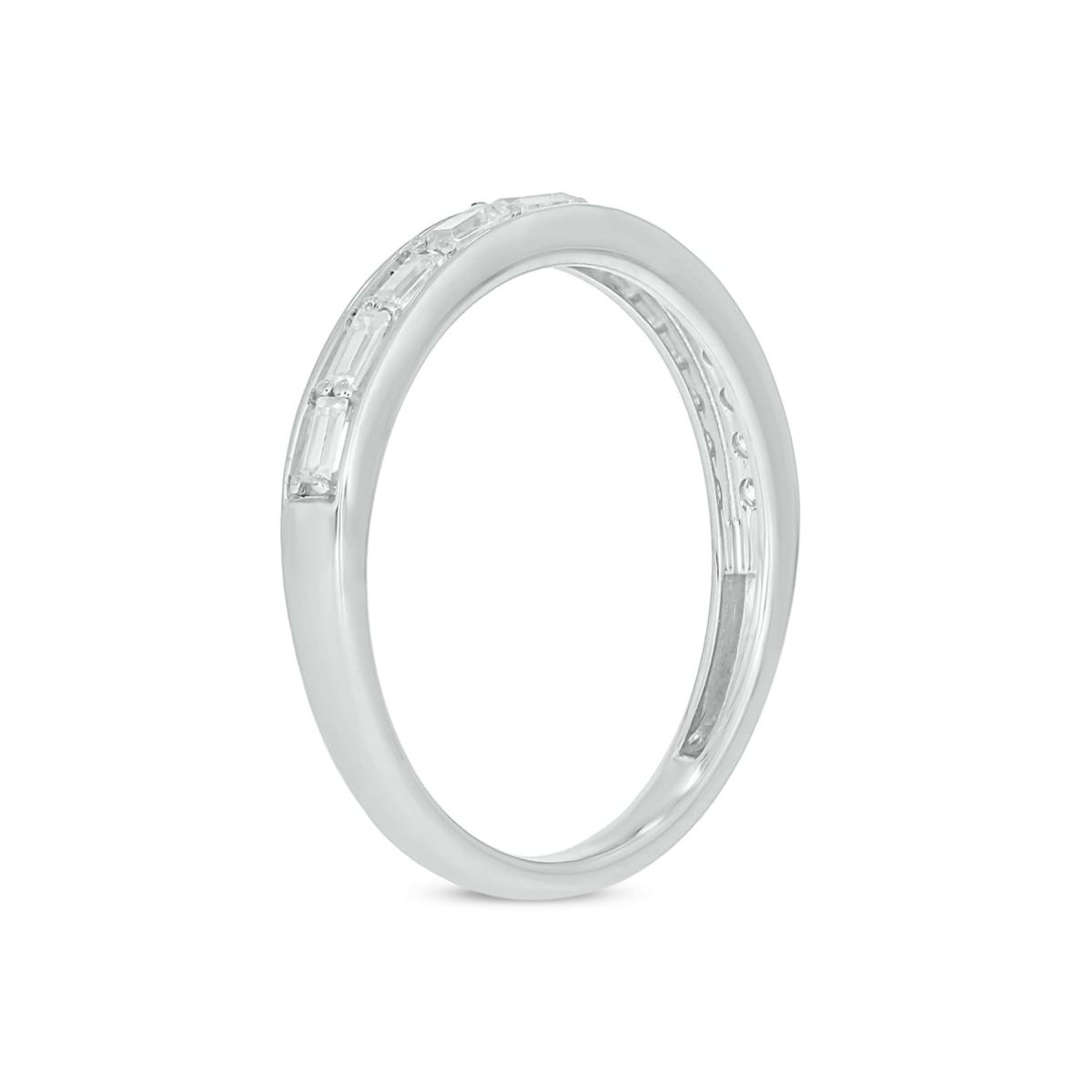 Lab Created 1/4 Carat Lab-Grown Round & Baguette Anniversary Band Ring in Sterling Silver