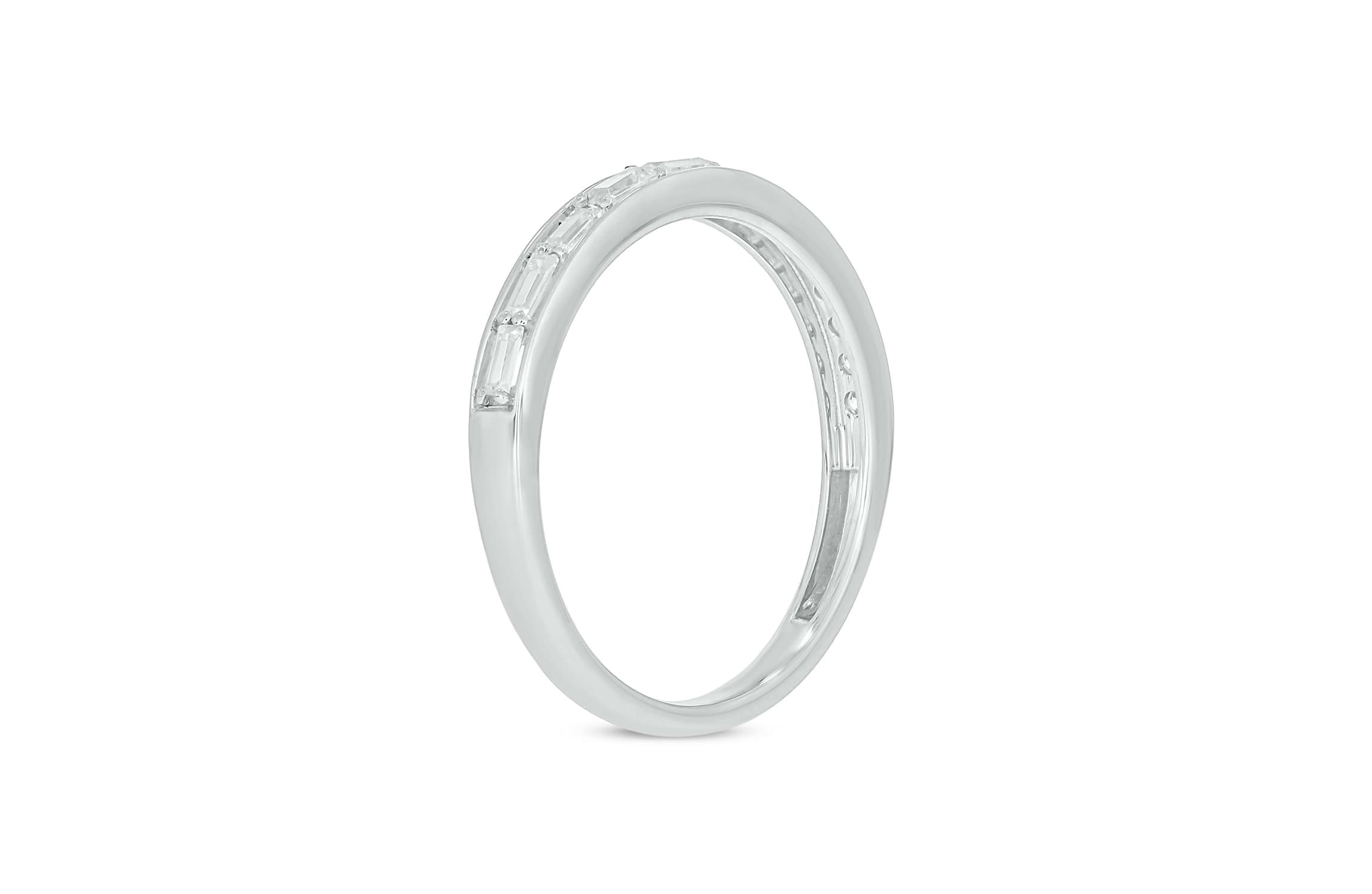 Lab Created 1/4 Carat Lab-Grown Round & Baguette Anniversary Band Ring in Sterling Silver