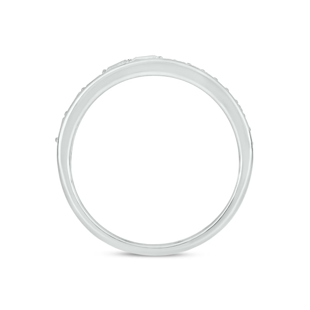 Lab Created 1/4 Carat Lab-Grown Round & Baguette Anniversary Band Ring in Sterling Silver
