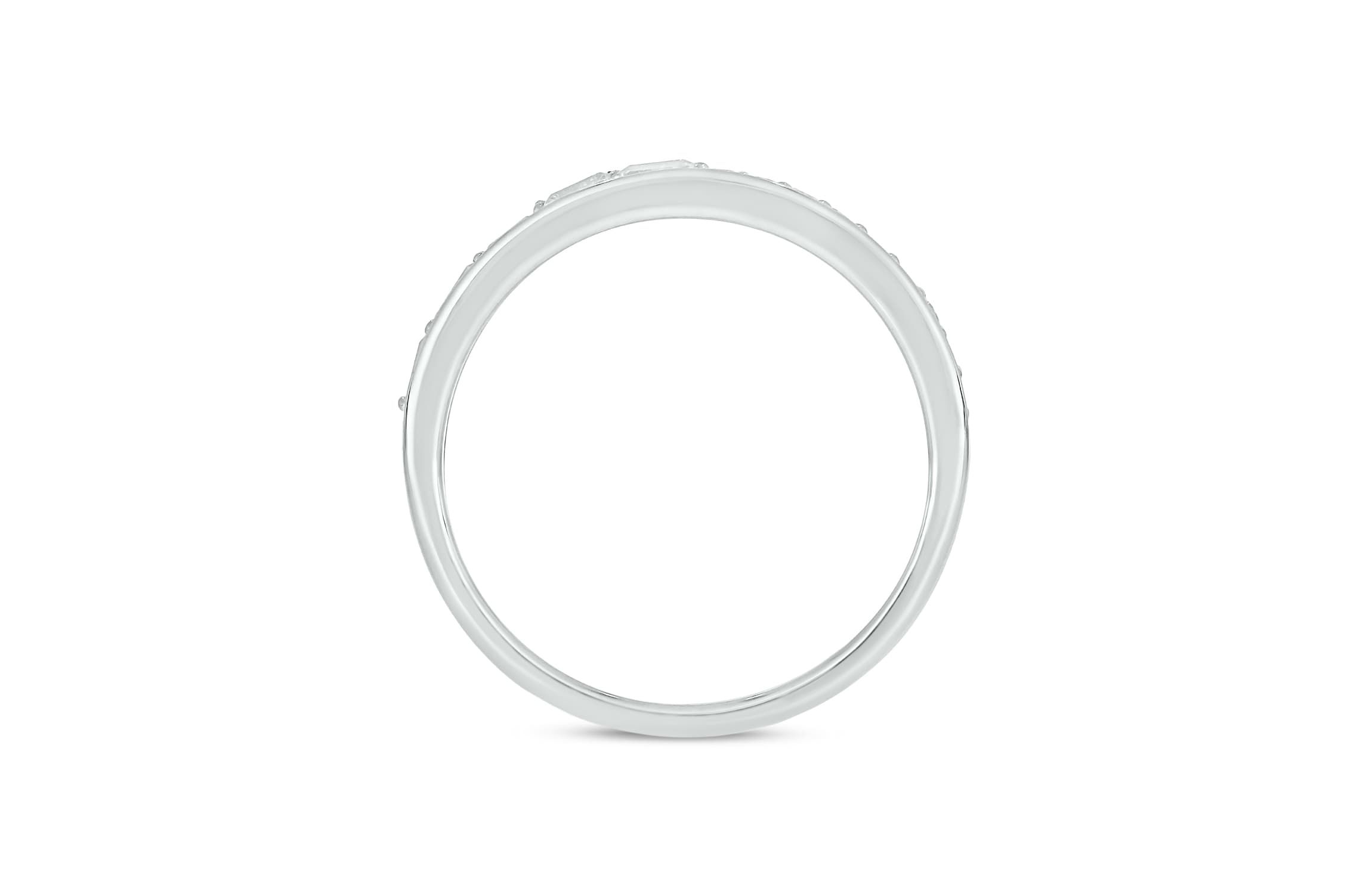 Lab Created 1/4 Carat Lab-Grown Round & Baguette Anniversary Band Ring in Sterling Silver