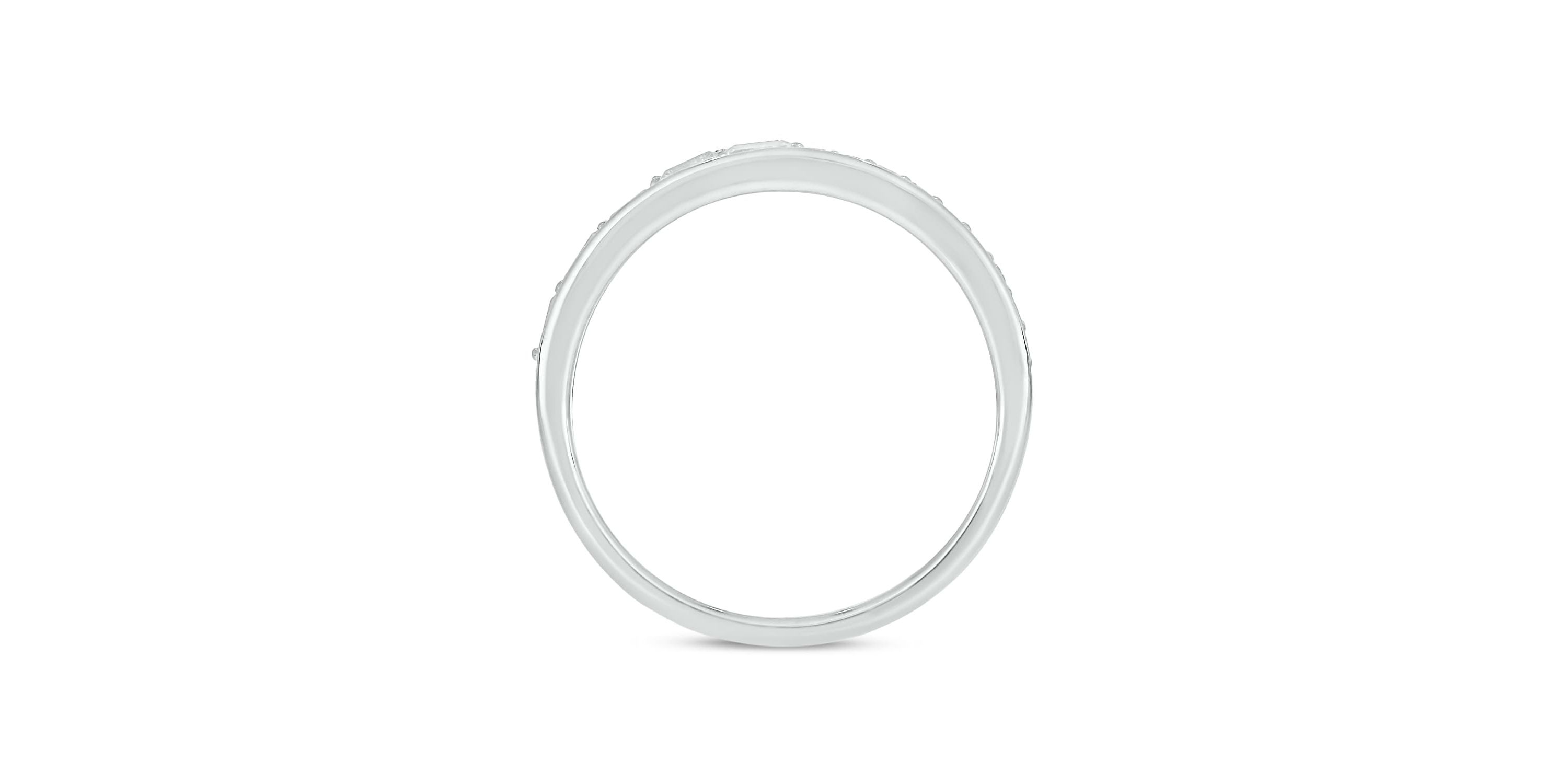 Lab Created 1/4 Carat Lab-Grown Round & Baguette Anniversary Band Ring in Sterling Silver