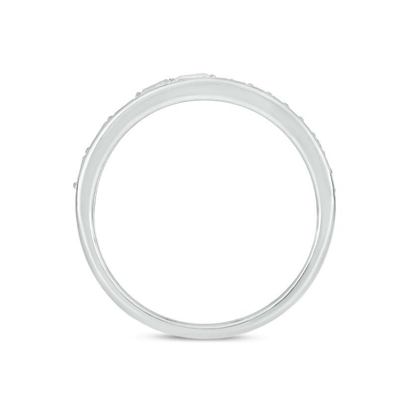 Lab Created 1/4 Carat Lab-Grown Round & Baguette Anniversary Band Ring in Sterling Silver