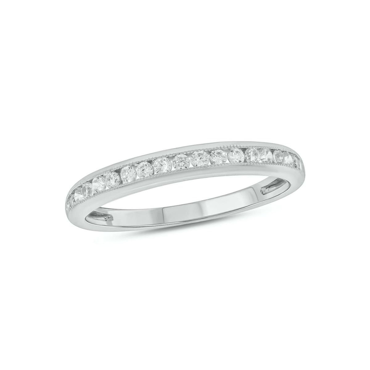 Lab Created 1/4 Carat Lab-Grown Diamond Channel Band  Anniversary Ring in Sterling Silver