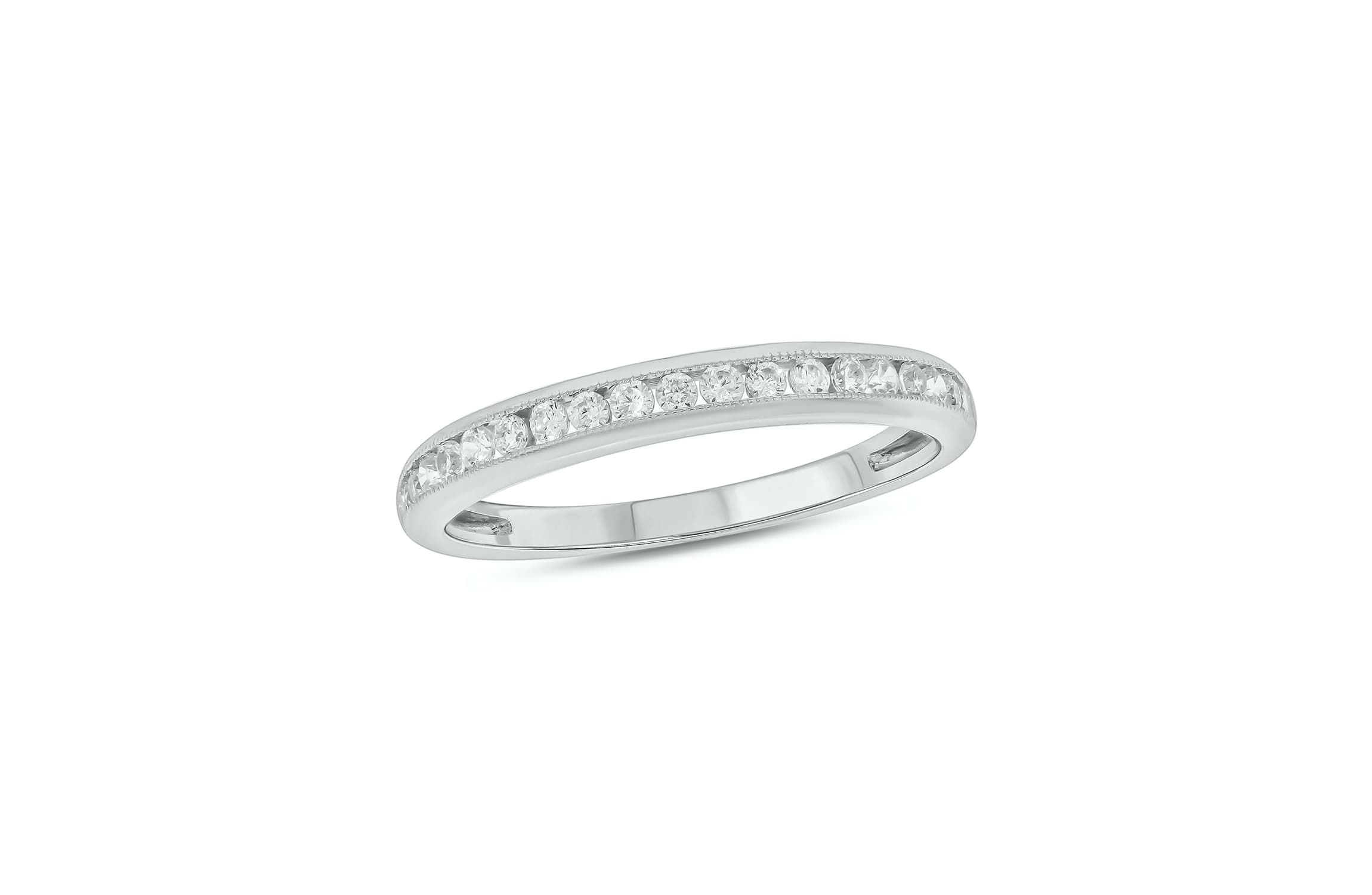 Lab Created 1/4 Carat Lab-Grown Diamond Channel Band  Anniversary Ring in Sterling Silver