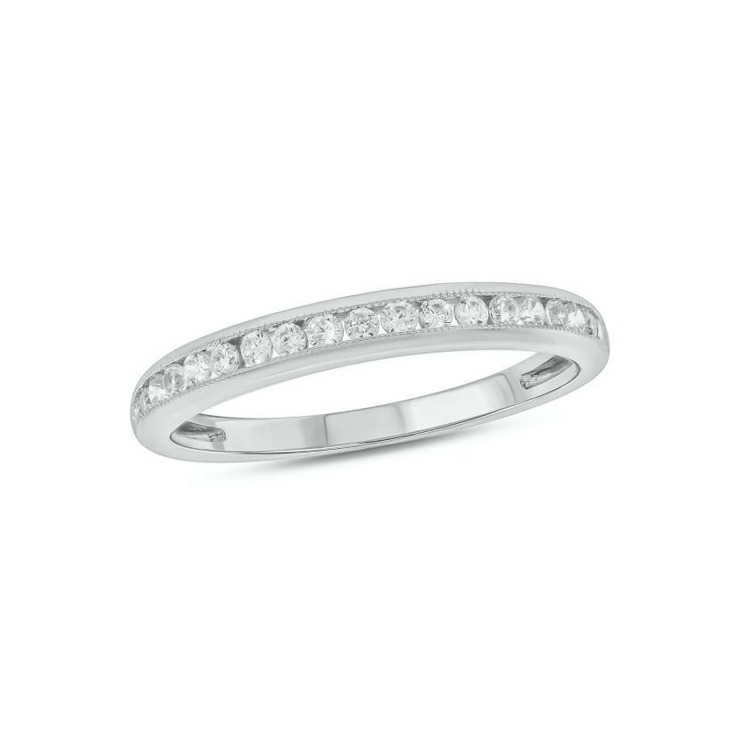 Lab Created 1/4 Carat Lab-Grown Diamond Channel Band  Anniversary Ring in Sterling Silver