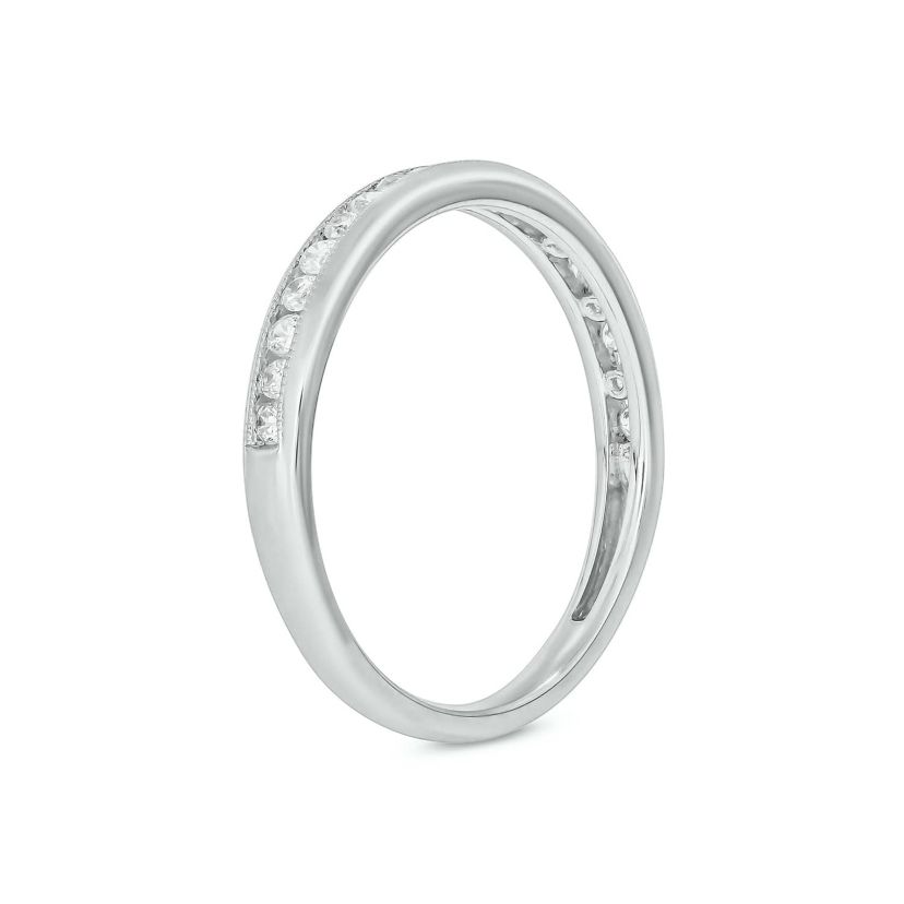 Lab Created 1/4 Carat Lab-Grown Diamond Channel Band  Anniversary Ring in Sterling Silver