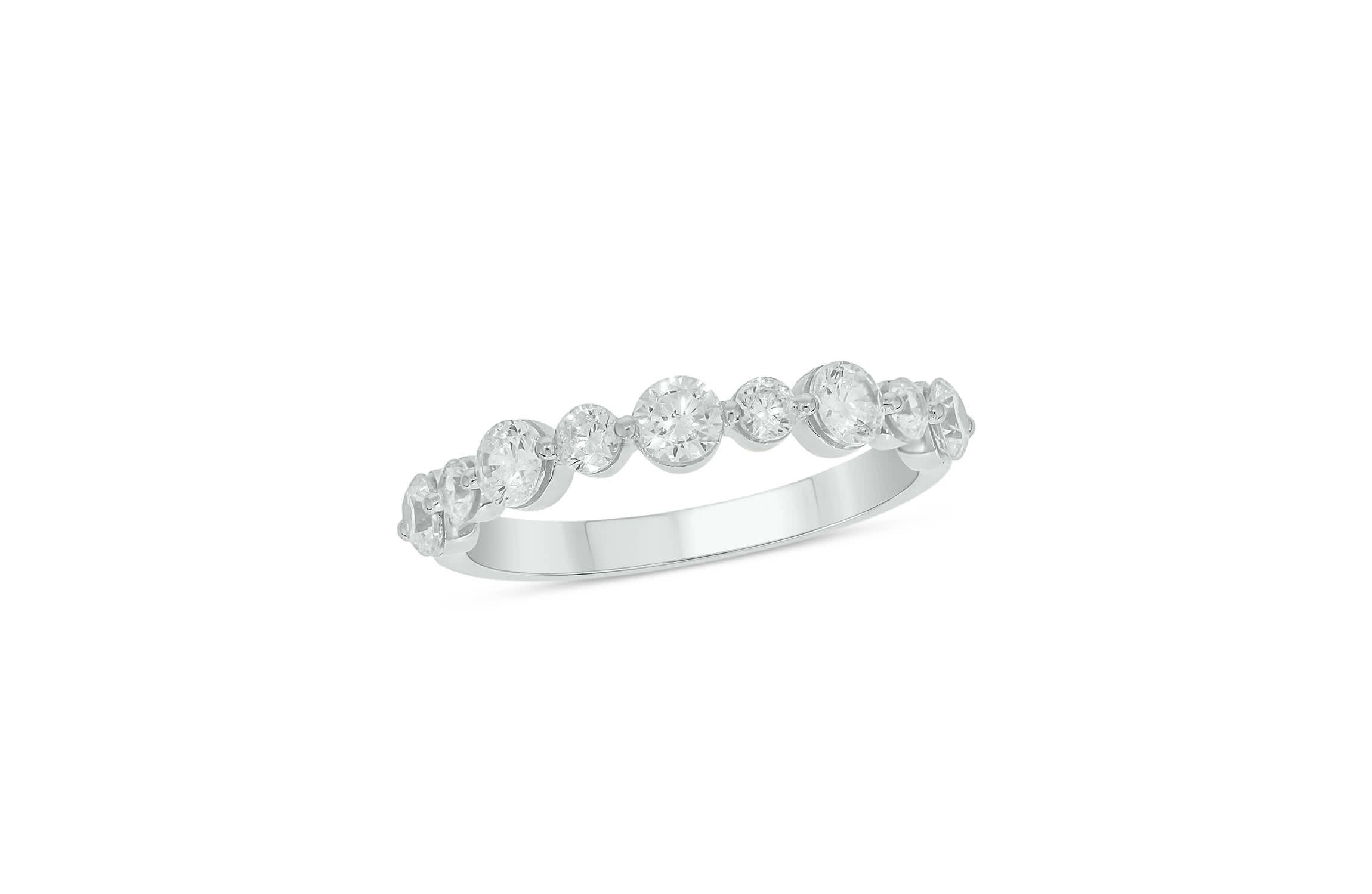 Lab Created 1 Carat Lab-Grown Diamond Half Bezel Anniversary Ring in Sterling Silver