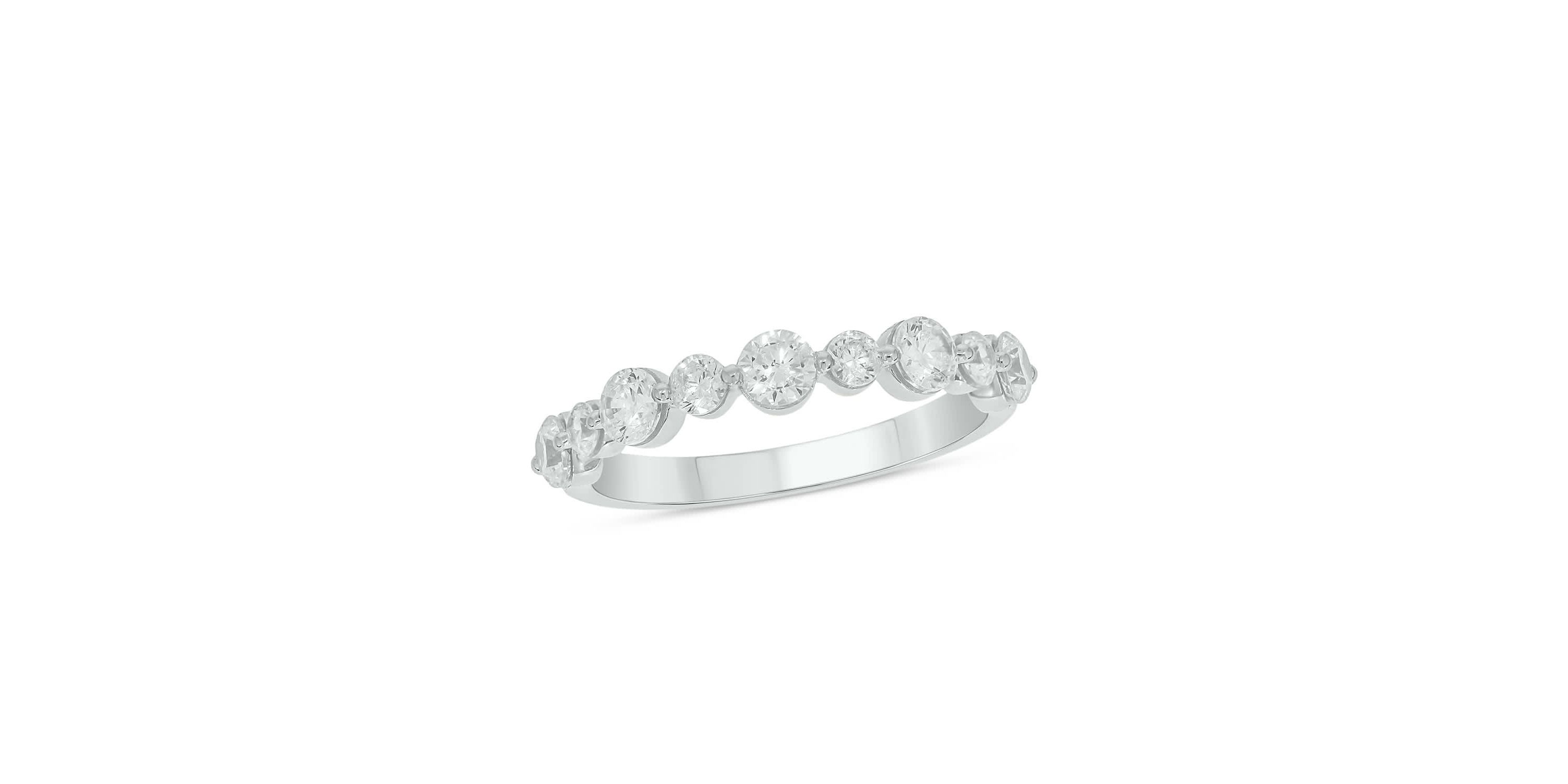 Lab Created 1 Carat Lab-Grown Diamond Half Bezel Anniversary Ring in Sterling Silver