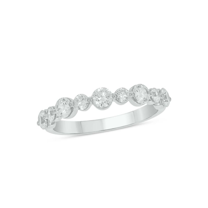 Lab Created 1 Carat Lab-Grown Diamond Half Bezel Anniversary Ring in Sterling Silver