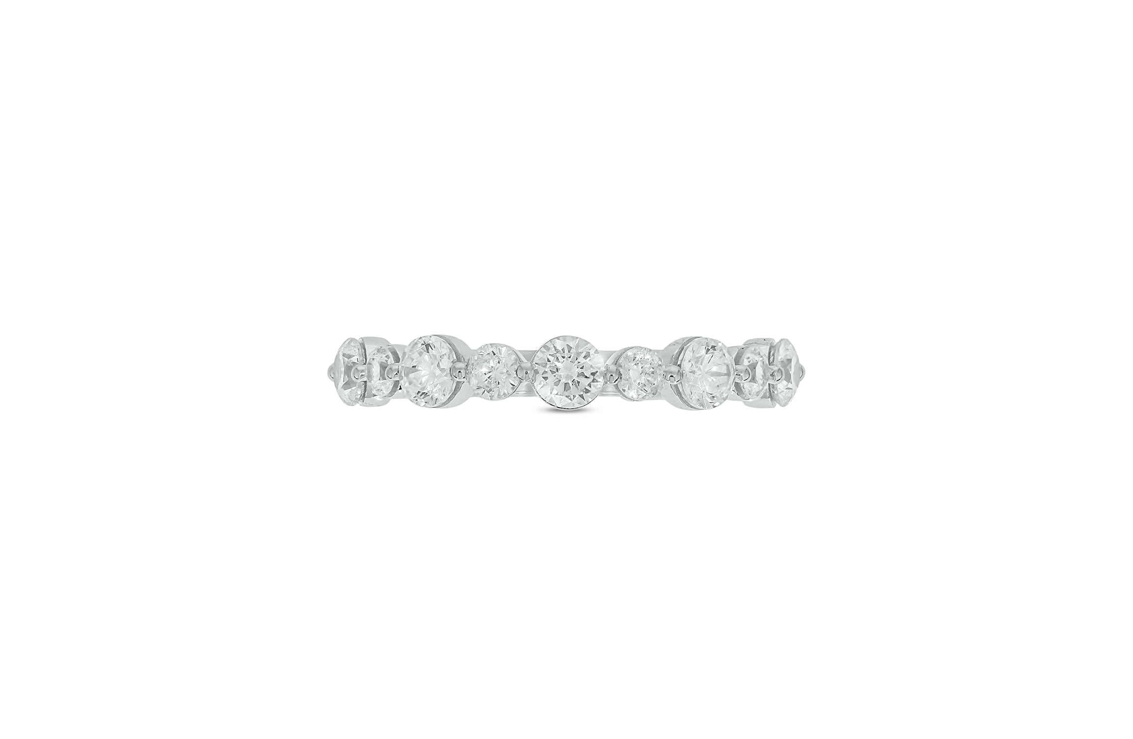 Lab Created 1 Carat Lab-Grown Diamond Half Bezel Anniversary Ring in Sterling Silver