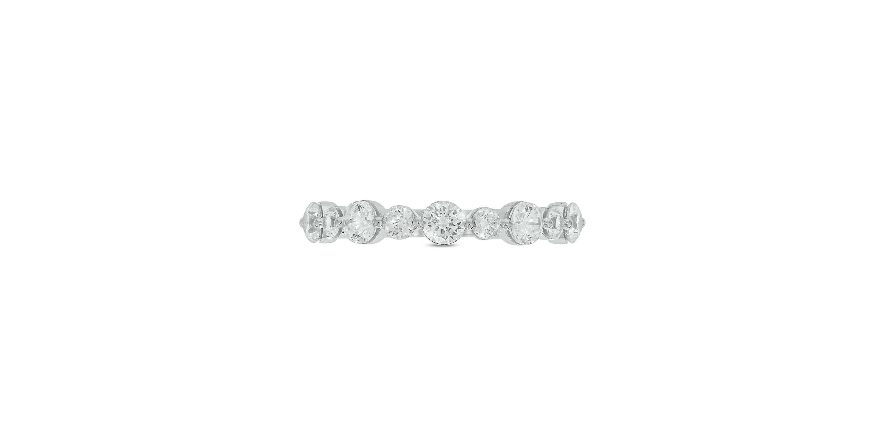Lab Created 1 Carat Lab-Grown Diamond Half Bezel Anniversary Ring in Sterling Silver
