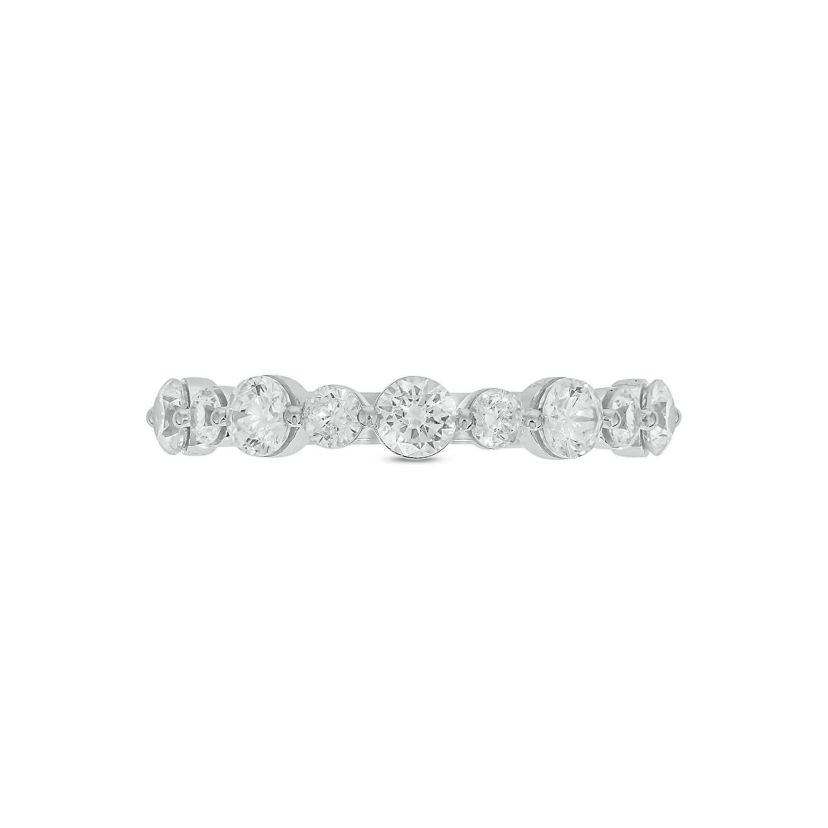 Lab Created 1 Carat Lab-Grown Diamond Half Bezel Anniversary Ring in Sterling Silver