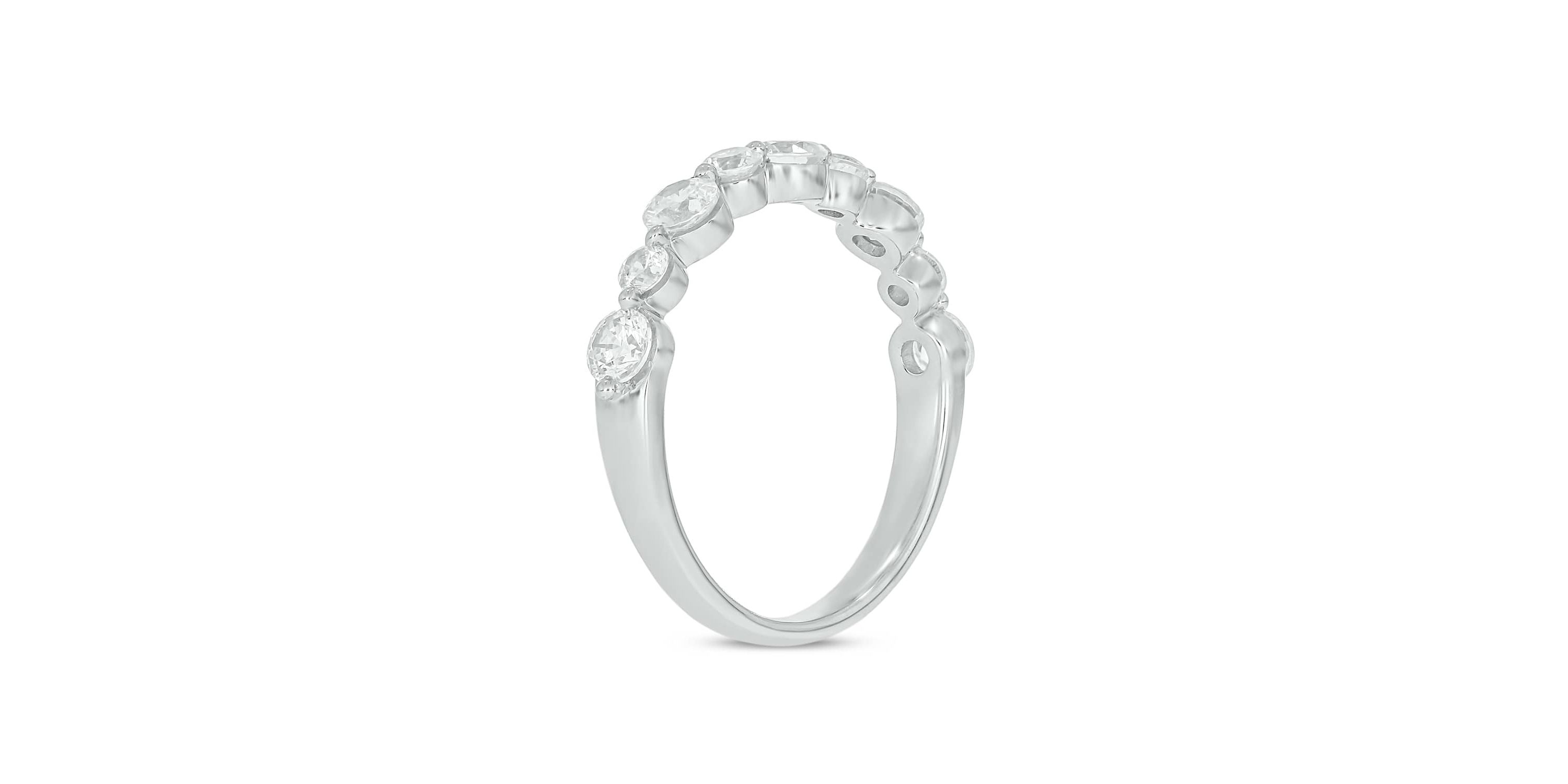 Lab Created 1 Carat Lab-Grown Diamond Half Bezel Anniversary Ring in Sterling Silver