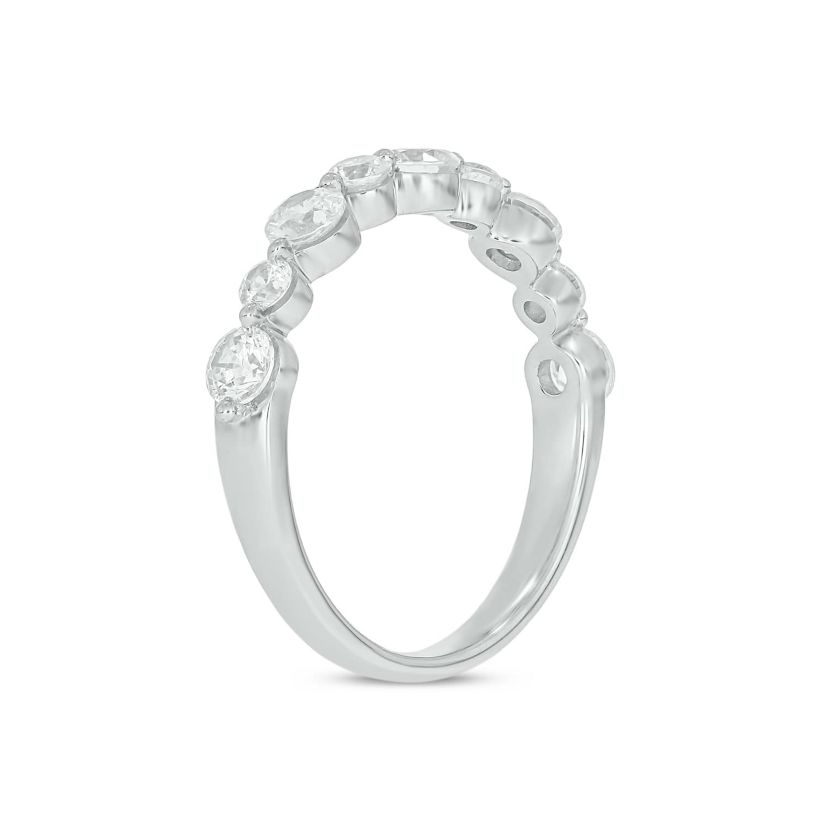 Lab Created 1 Carat Lab-Grown Diamond Half Bezel Anniversary Ring in Sterling Silver