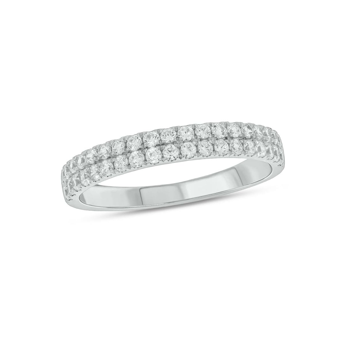 Lab Created 1/2 Carat Lab-Grown Dazzling Two-Row Diamond Anniversary Ring in Sterling Silver