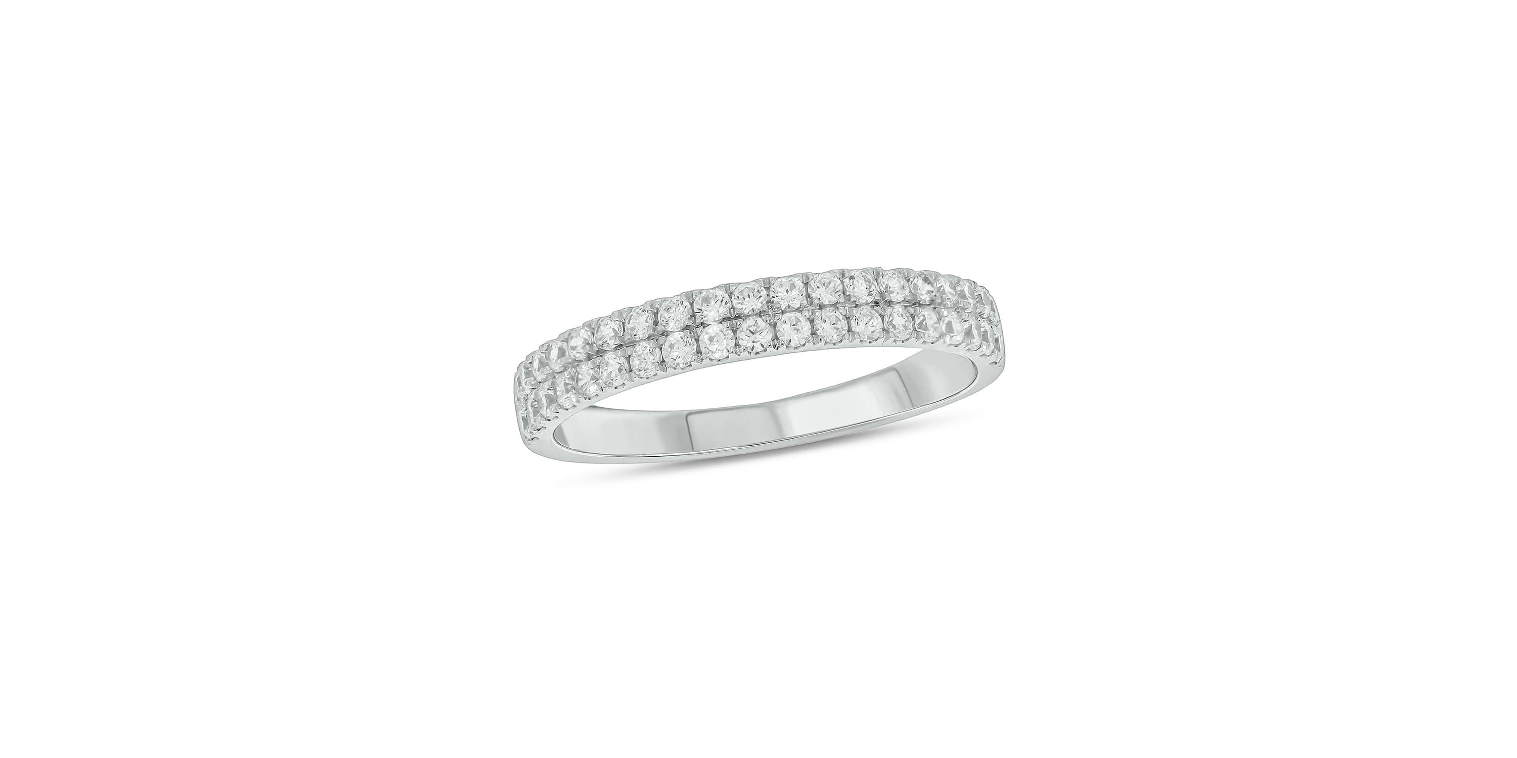 Lab Created 1/2 Carat Lab-Grown Dazzling Two-Row Diamond Anniversary Ring in Sterling Silver