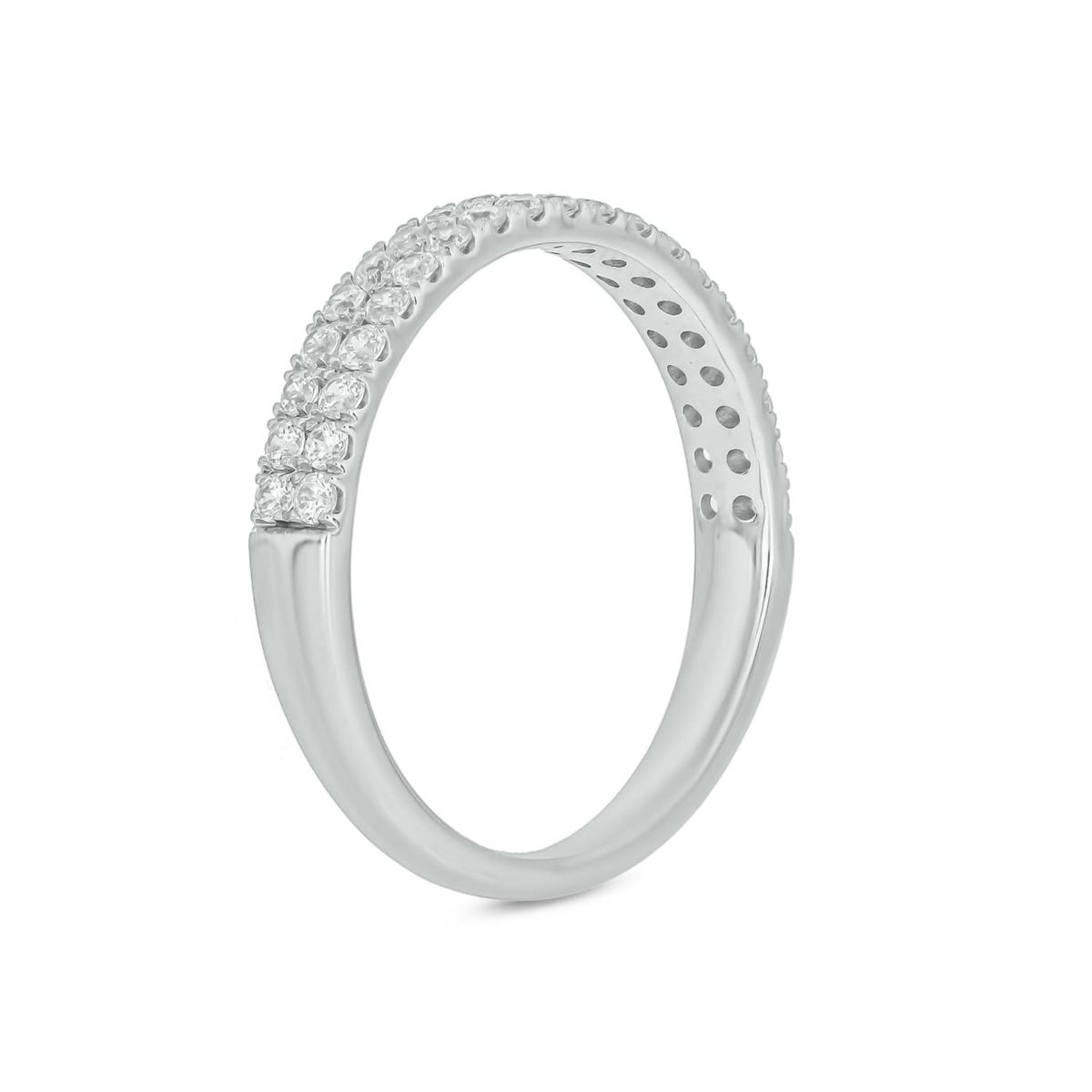 Lab Created 1/2 Carat Lab-Grown Dazzling Two-Row Diamond Anniversary Ring in Sterling Silver