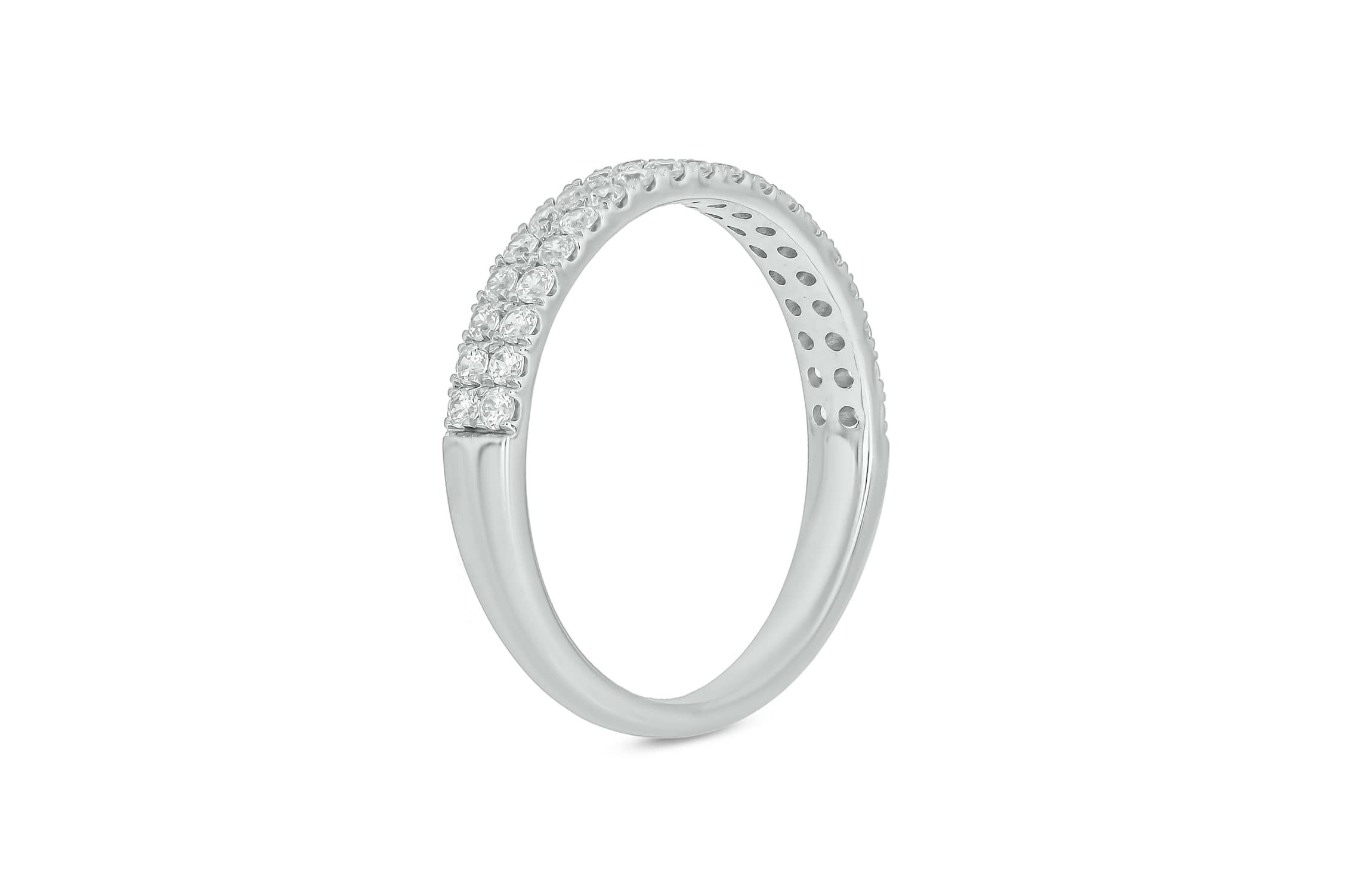 Lab Created 1/2 Carat Lab-Grown Dazzling Two-Row Diamond Anniversary Ring in Sterling Silver