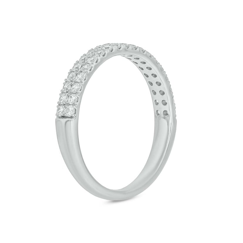 Lab Created 1/2 Carat Lab-Grown Dazzling Two-Row Diamond Anniversary Ring in Sterling Silver
