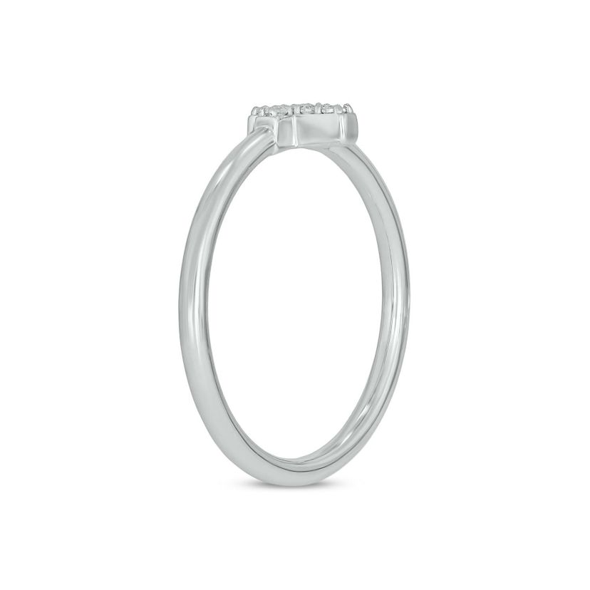 Lab Created Diamond Accent Lab-Grown Diamond Cross-Shaped Stylish Fashion Ring in Sterling Silver