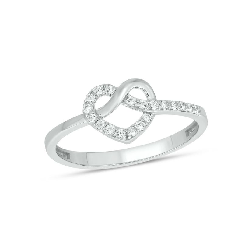 Lab Created 1/6 Carat Heart-Shaped Romantic Fashion Ring in Sterling Silver