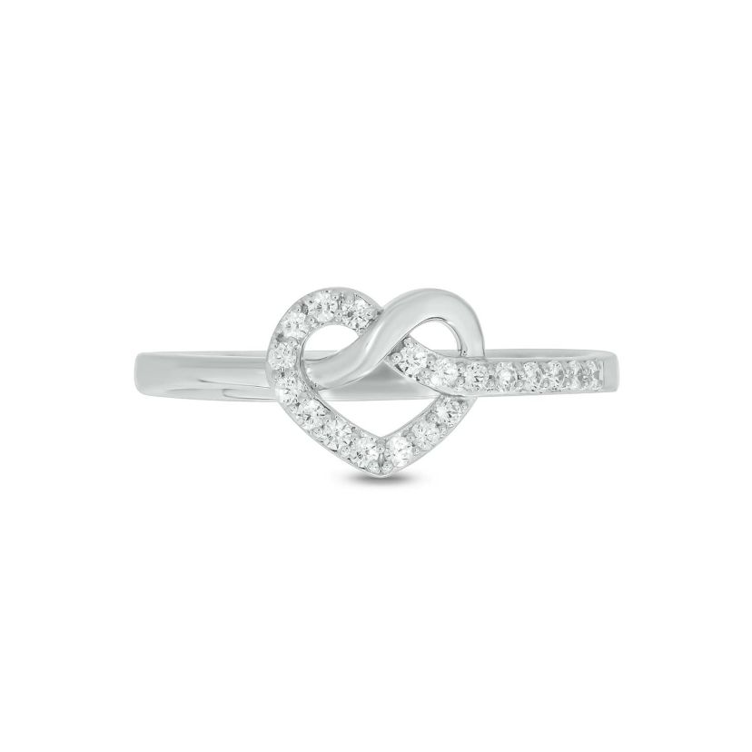 Lab Created 1/6 Carat Heart-Shaped Romantic Fashion Ring in Sterling Silver