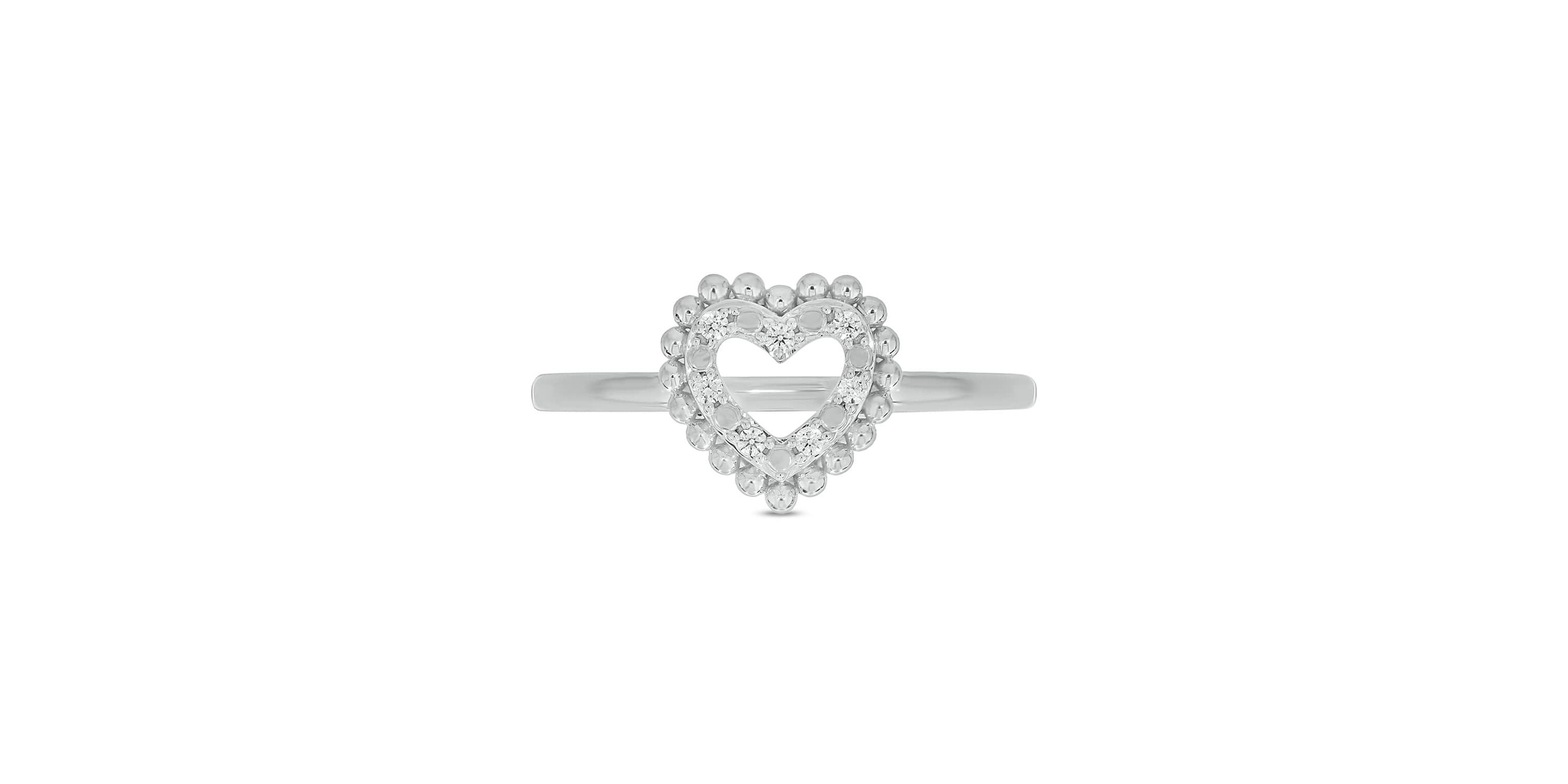 Lab Created Diamond Accent  Lab-Grown Diamond Heart-Shaped Romantic Fashion Ring in Sterling Silver