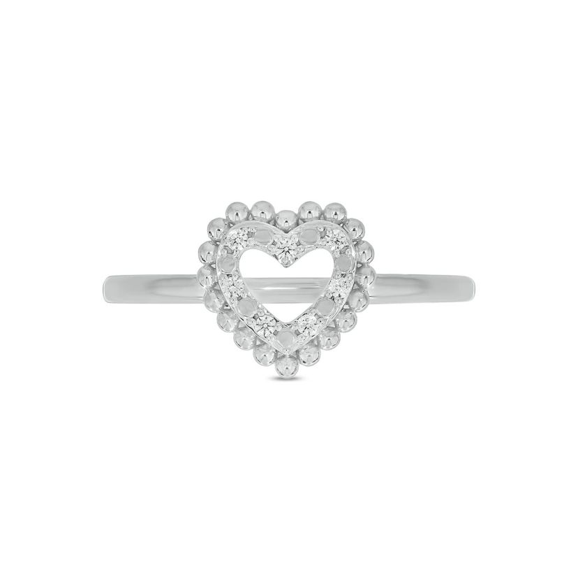 Lab Created Diamond Accent  Lab-Grown Diamond Heart-Shaped Romantic Fashion Ring in Sterling Silver