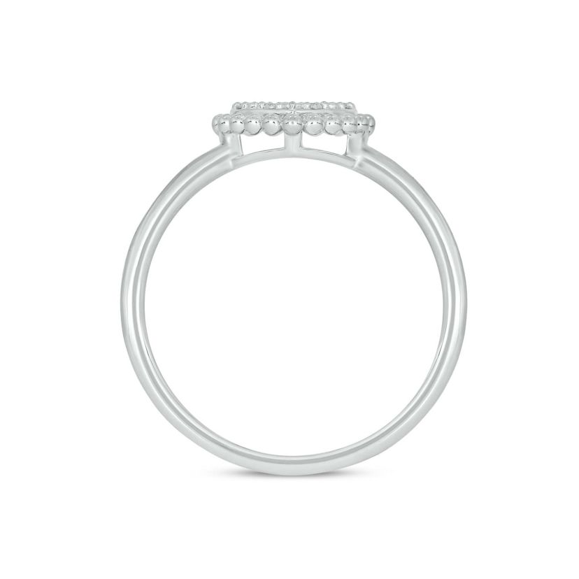 Lab Created Diamond Accent  Lab-Grown Diamond Heart-Shaped Romantic Fashion Ring in Sterling Silver