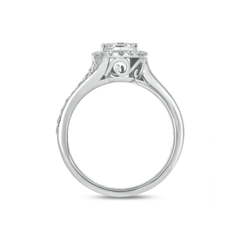 Lab Created 1 Carat Lab-Grown Diamond Oval Halo Center Bridal Set in Sterling Silver