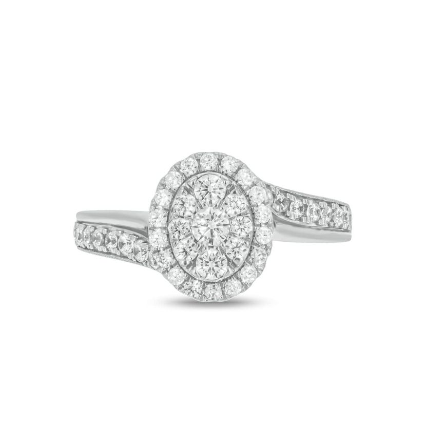 Lab Created 1 Carat Lab-Grown Diamond Oval Halo Center Bridal Set in Sterling Silver