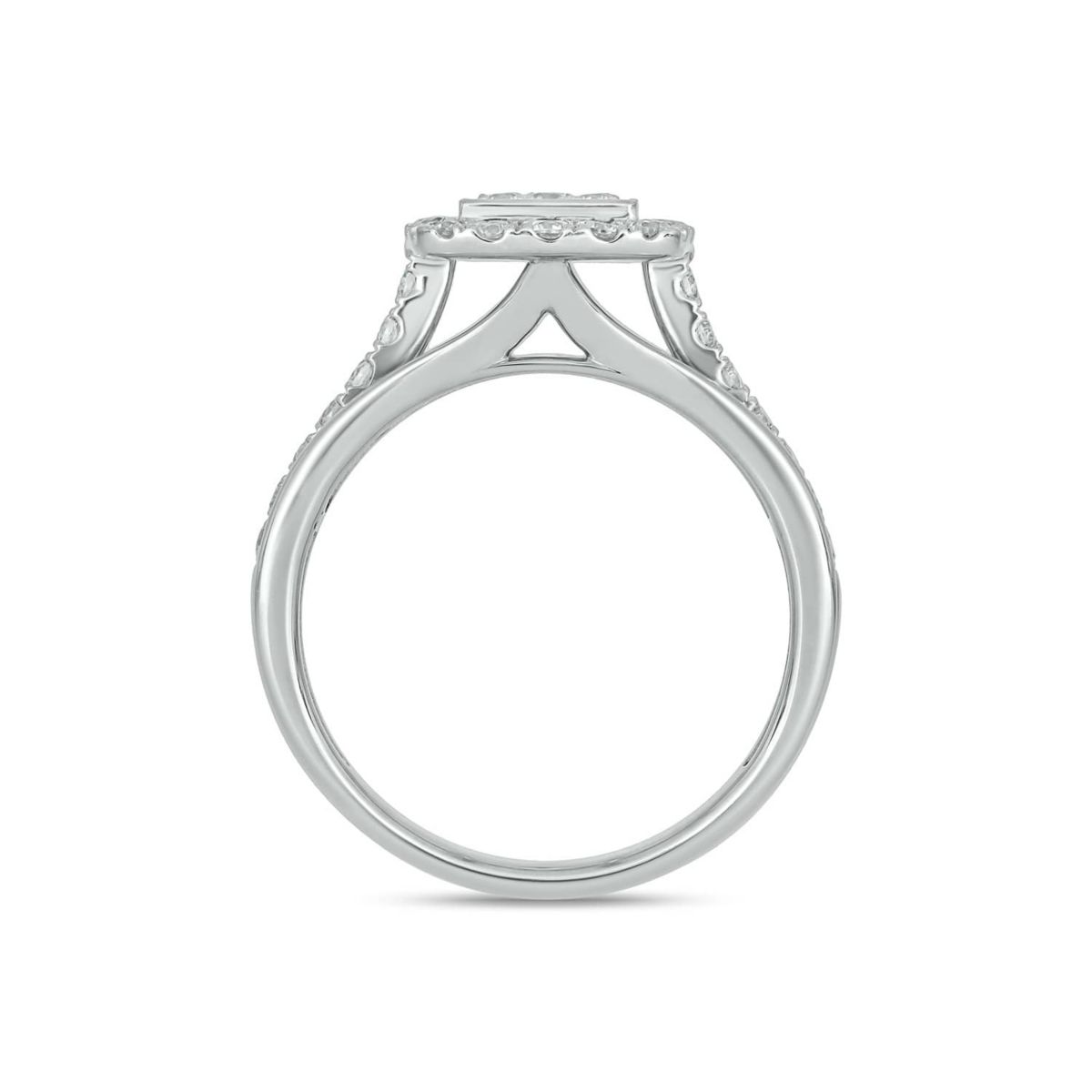 Lab Created 1 Carat Lab-Grown Diamond Square Halos Bridal Set in Sterling Silver