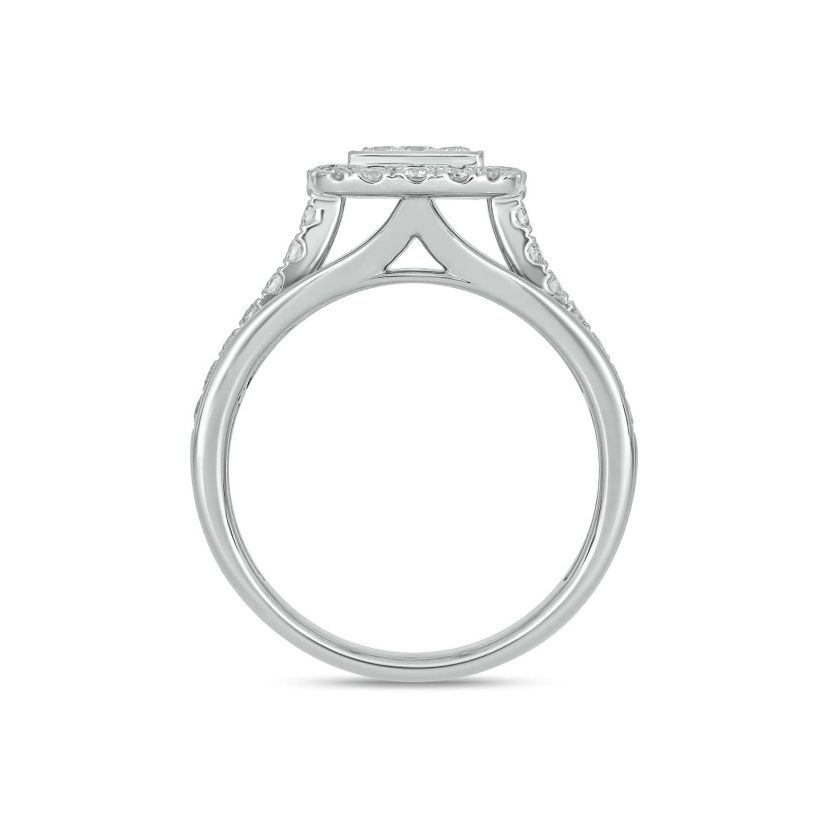 Lab Created 1 Carat Lab-Grown Diamond Square Halos Bridal Set in Sterling Silver