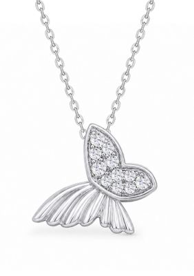 Belk & Co Lab Created 1/10 cttw lab-grown diamond butterfly pendant, sterling silver and 14K yellow gold plated sterling silver